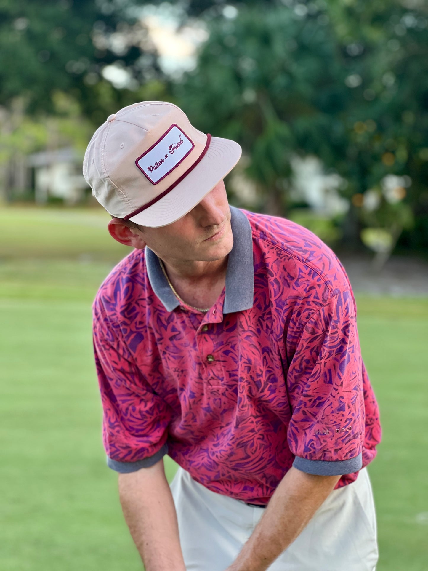 Classic Patch Hat - Peach w/ Maroon Rope