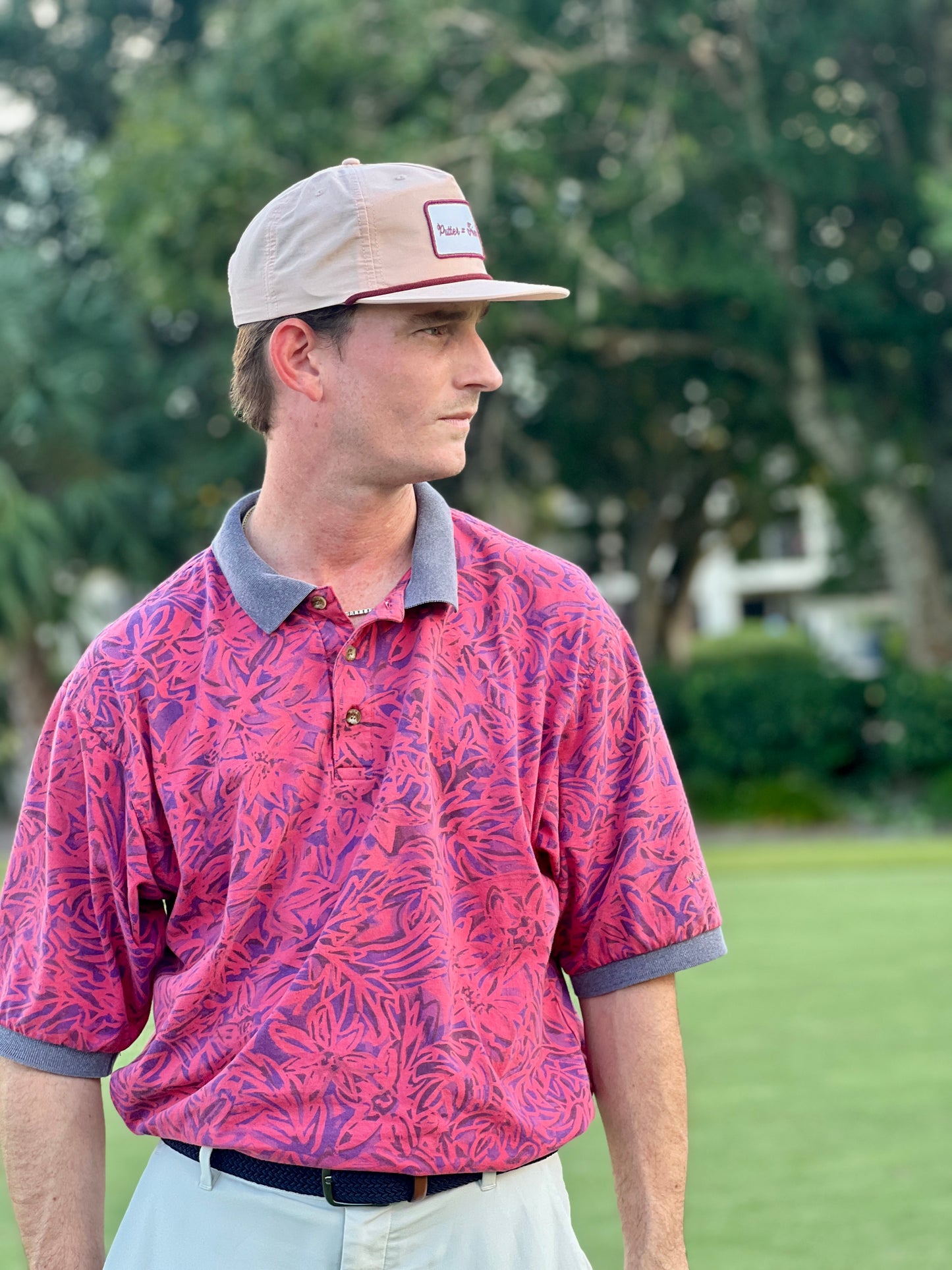 Classic Patch Hat - Peach w/ Maroon Rope