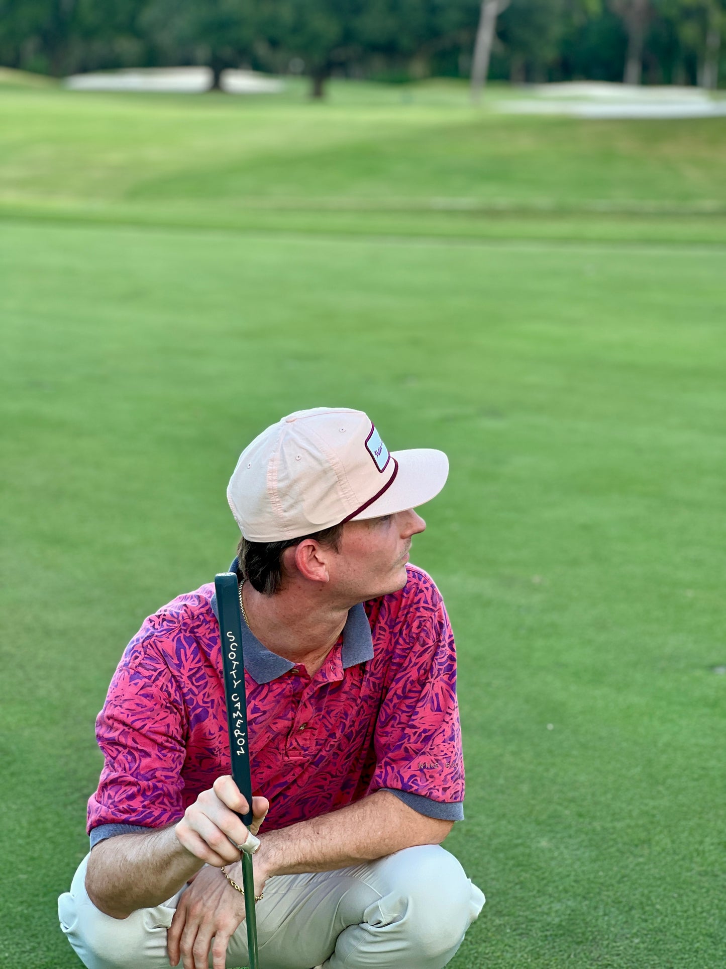 Classic Patch Hat - Peach w/ Maroon Rope